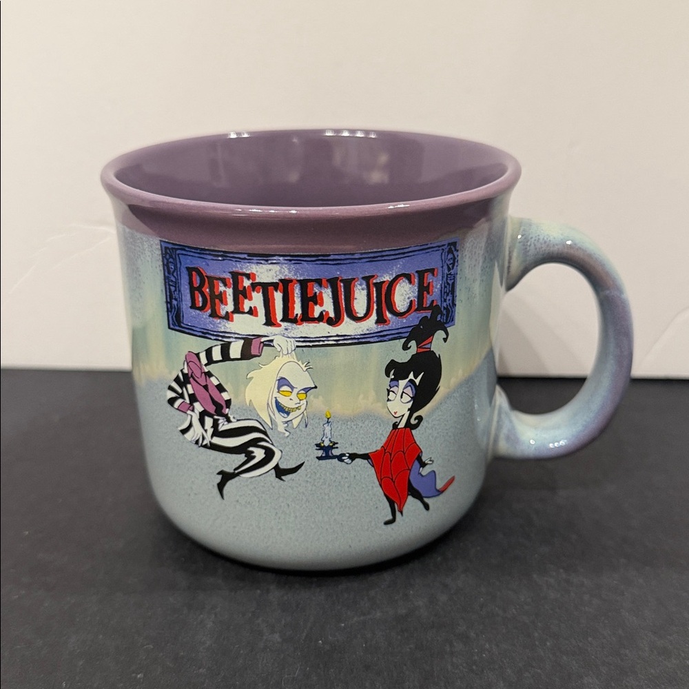 NEW Beetlejuice Mug with Lydia and Beetlejuice characters blue purple inside - Picture 3 of 9